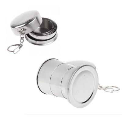 Copo de Inox Portátil Retrátil com Tampa Chaveiro 250ml