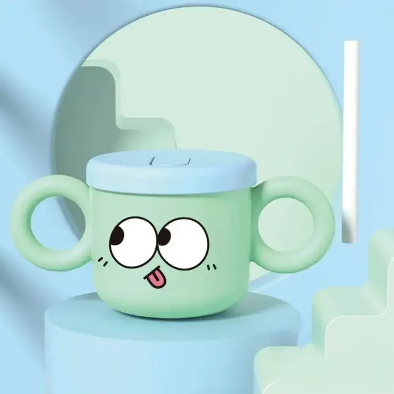 Copo Fofinho Infantil Com Tampa E Canudo Duas Abas 280ML