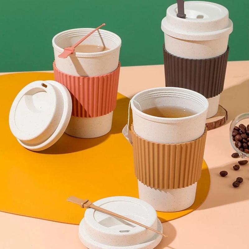 Copo Para Café em Bambu C/ Tampa e Mexedor 450ML