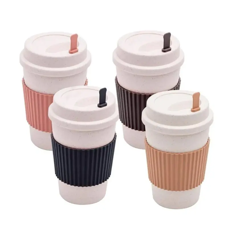Copo Para Café em Bambu C/ Tampa e Mexedor 450ML