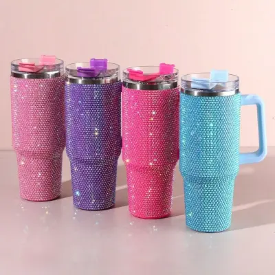 Copo Térmico com Strass Brilho 1200ml