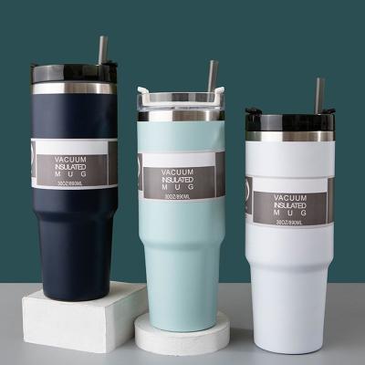 Copo Térmico Com Tampa e Canudo 890ML – Cor Sortida