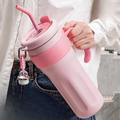 Copo Térmico Garrafa Com Tampa 2 Funções E Canudo 1200ML
