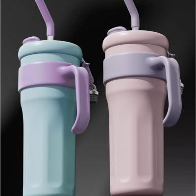 Copo Térmico Garrafa Com Tampa 2 Funções E Canudo 1200ML