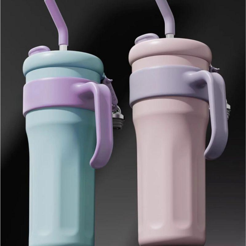 Copo Térmico Garrafa Com Tampa 2 Funções E Canudo 1200ML