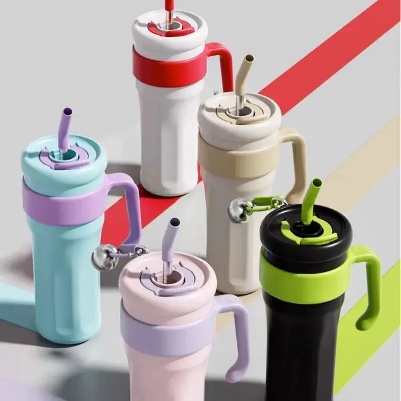 Copo Térmico Garrafa Com Tampa 2 Funções E Canudo 1200ML