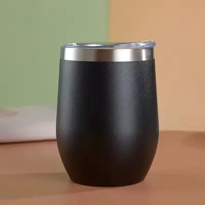 Copo Térmico Ovo Cuia Com Tampa Tipo Stanley 350 ml – Preto