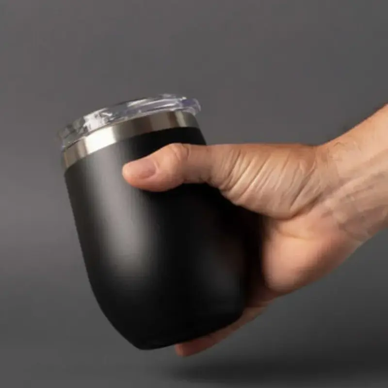 Copo Térmico Ovo Cuia Com Tampa Tipo Stanley 350 ml – Preto