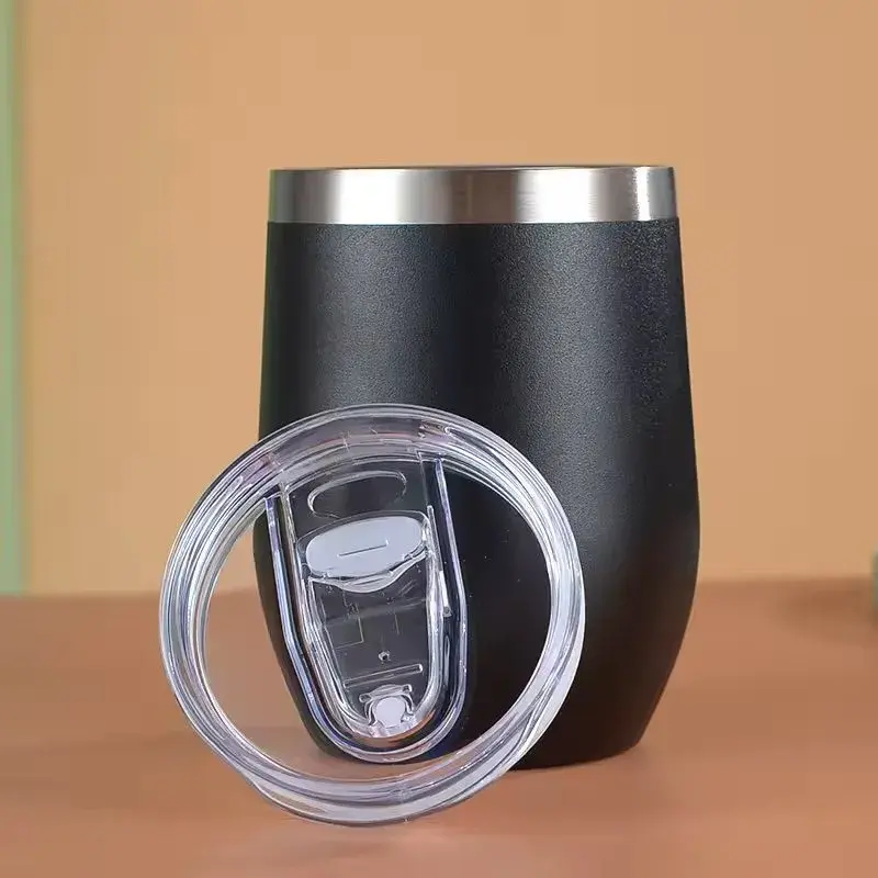 Copo Térmico Ovo Cuia Com Tampa Tipo Stanley 350 ml – Preto