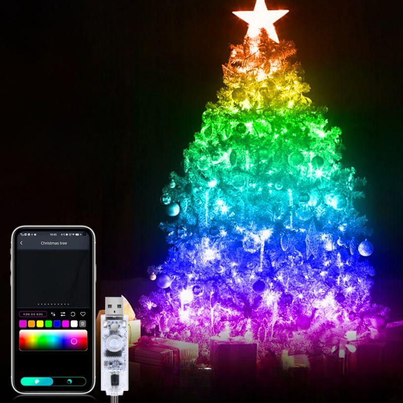 Cordão de LED RGB Decoração Controle Aplicativo Bluetooth – 30 Metros