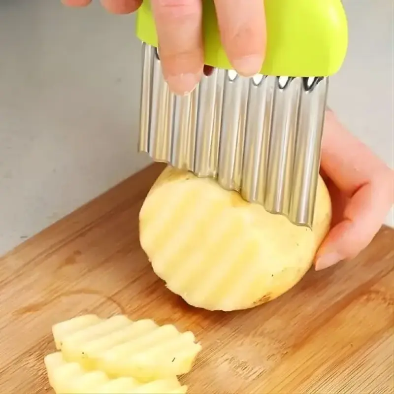 Cortador de Batata Chips Ondulada e Salada Manual para Cozinha