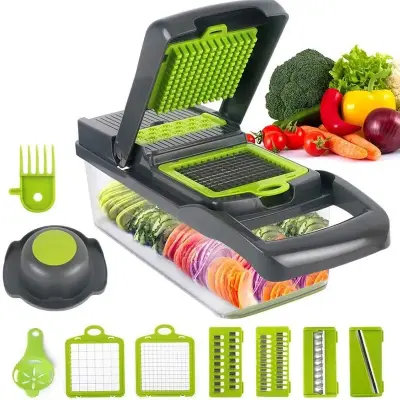 Cortador Multi Fatiador Nicer Alimentos e Frutas Cinza 13 em 1