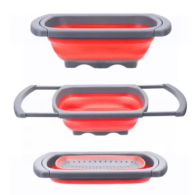 Escorredor De Alimentos Retrátil Extensível de Silicone
