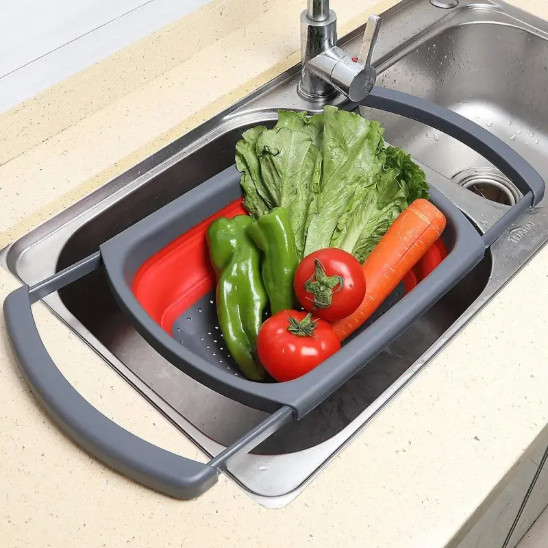 Escorredor De Alimentos Retrátil Extensível de Silicone