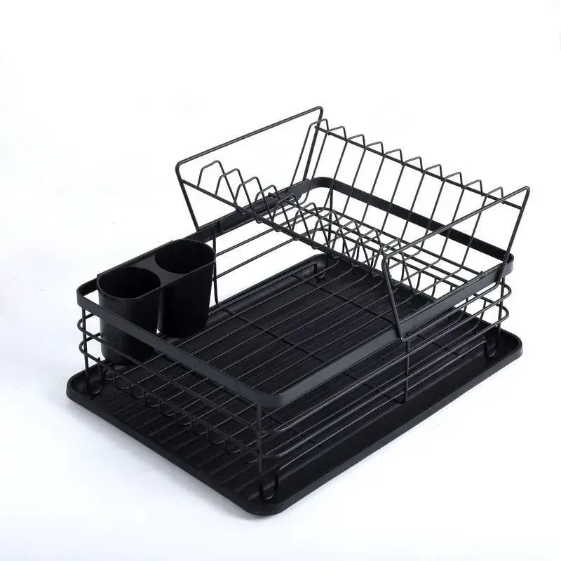 Escorredor de Louça de 2 Andares Metal Aramado Preto