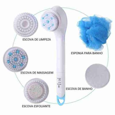 Escova de Banho Esfoliante Massageadora Elétrica 5 em 1 Portátil