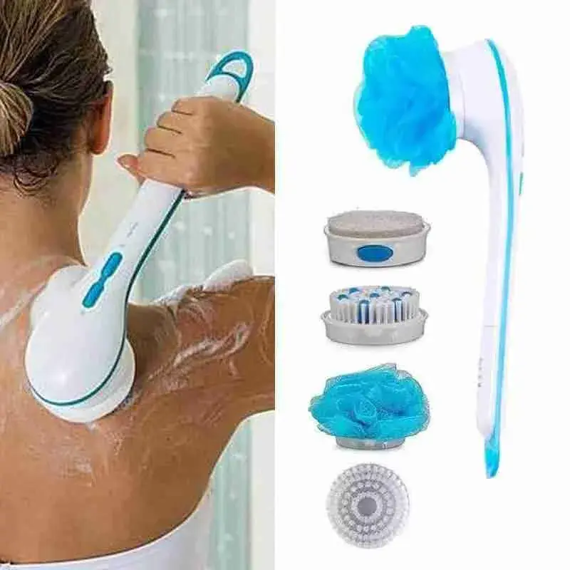 Escova de Banho Esfoliante Massageadora Elétrica 5 em 1 Portátil