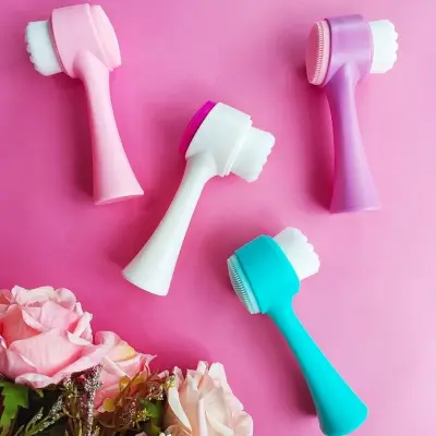 Escova De Limpeza Facial 2 em 1 Massagem Esponja Para Skin Care