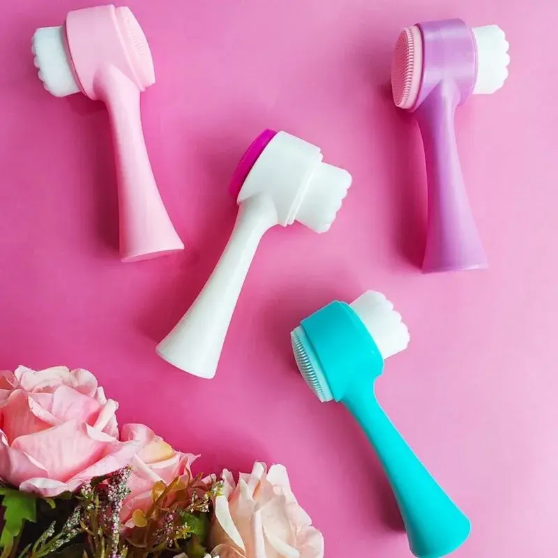 Escova De Limpeza Facial 2 em 1 Massagem Esponja Para Skin Care