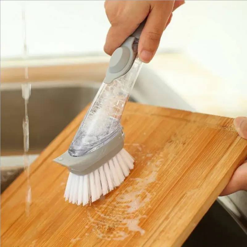 Escova Limpeza 2 em 1 Dispenser Detergente Esponja Cozinha Max Cleaner