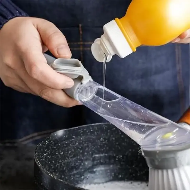 Escova Limpeza 2 em 1 Dispenser Detergente Esponja Cozinha Max Cleaner