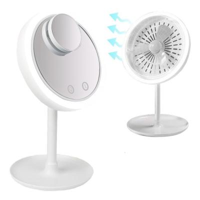 Espelho de Maquiagem com LED e Ventilador e Mini Espelho de Aumento