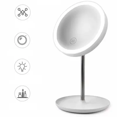 Espelho Maquiagem com Led Touch de Mesa Makeup Mirror Branco