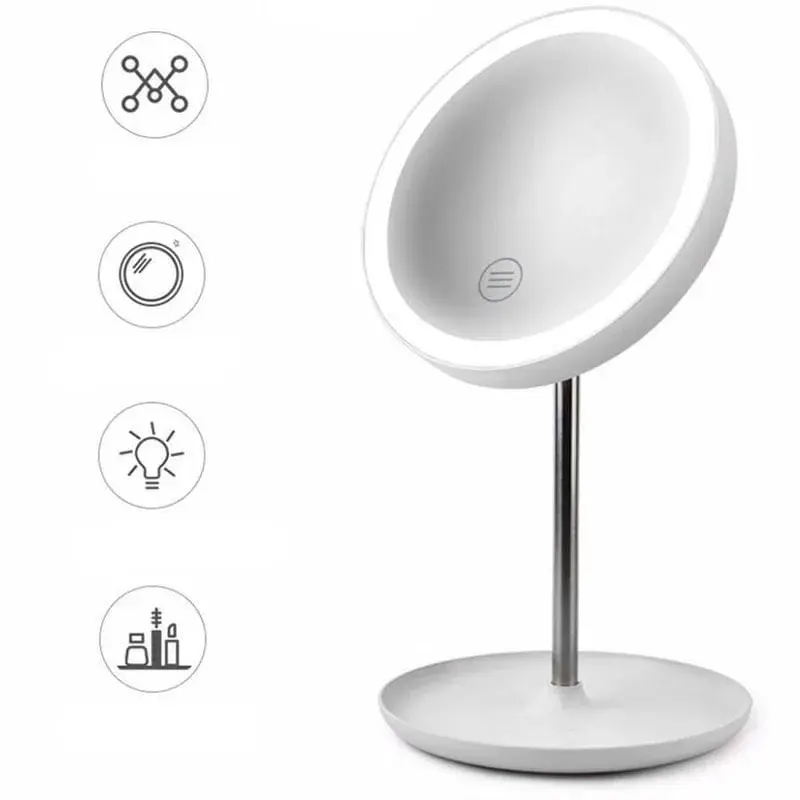 Espelho Maquiagem com Led Touch de Mesa Makeup Mirror Branco