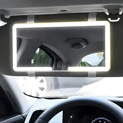 Espelho Para Viseira Solar De Carro com Led 3 Modos De Luz Sensível Ao Toque