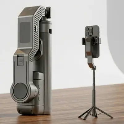 Estabilizador Gimbal para Celular 3 Eixos com Bluetooth e Luz Integrada