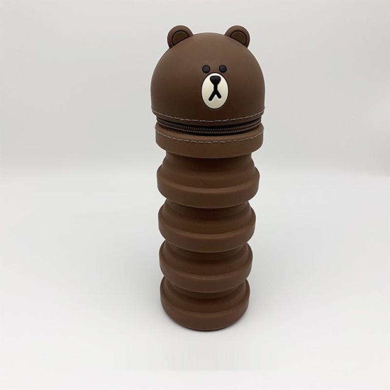 Estojo Escolar Porta Canetas e Porta Pincéis de Maquiagem Ursinho Silicone