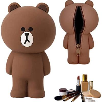 Estojo Lápis Caneta Necessaire e Porta Treco de Silicone Line Friends Brown