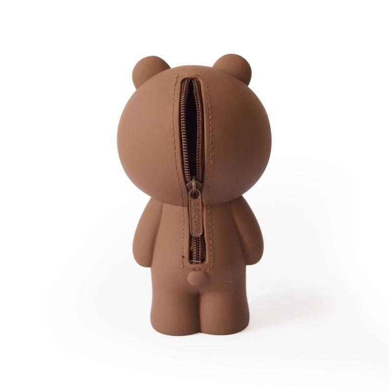 Estojo Lápis Caneta Necessaire e Porta Treco de Silicone Line Friends Brown Apaixonado