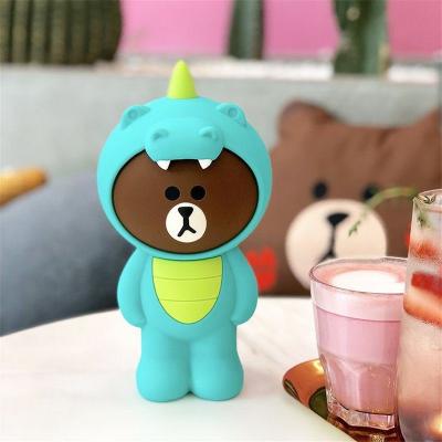 Estojo Lápis Caneta Necessaire e Porta Treco de Silicone Line Friends Dino Brown