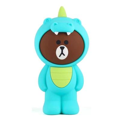 Estojo Lápis Caneta Necessaire e Porta Treco de Silicone Line Friends Dino Brown