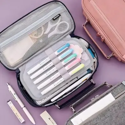 Estojo Liso com 2 Divisórias e Alça Necessaire Escolar