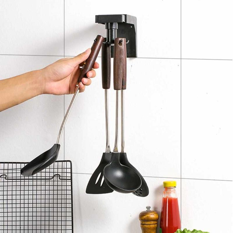 Suporte Porta Talheres Giratório Multiuso para Parede de Cozinha