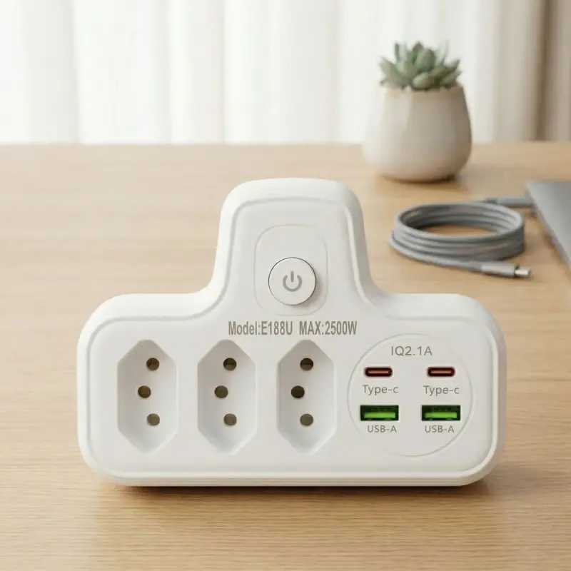 Extensão Tomada Régua de Energia com Portas USB e USB-C