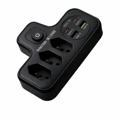 Extensão Tomada Régua de Energia com Portas USB e USB-C