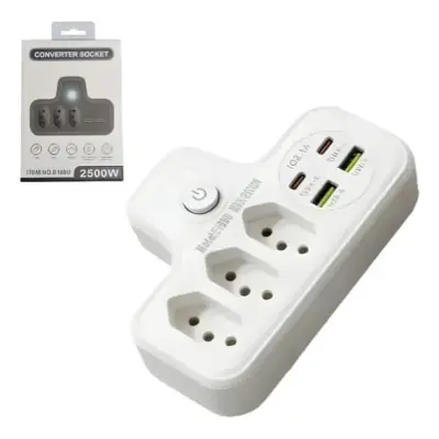 Extensão Tomada Régua de Energia com Portas USB e USB-C