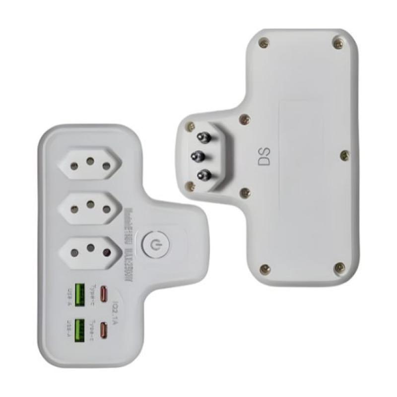 Extensão Tomada Régua de Energia com Portas USB e USB-C