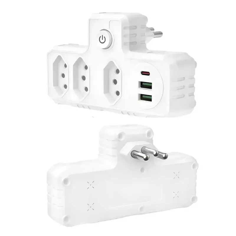 Extensor de Tomada com 3 Tomadas, 2 USB e 1 USB Tipo C