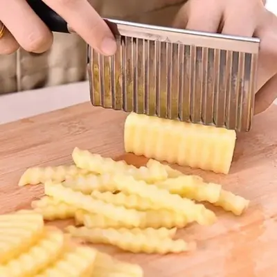 Faca Corte Ondulado Aço Inox Batata Legumes Frutas