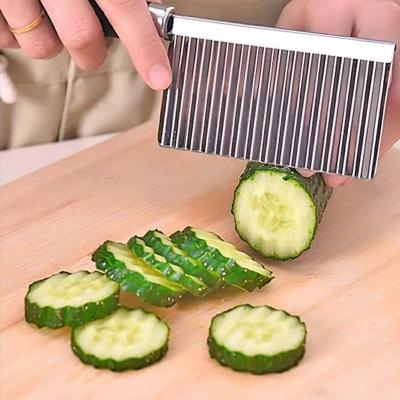 Faca Corte Ondulado Aço Inox Batata Legumes Frutas