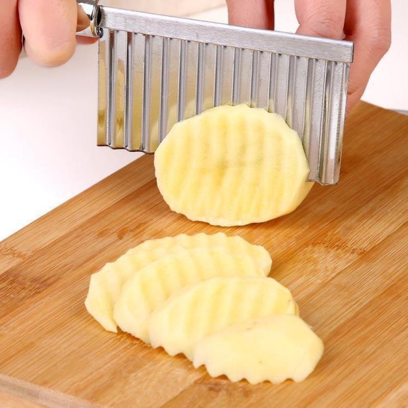 Faca Corte Ondulado Aço Inox Batata Legumes Frutas