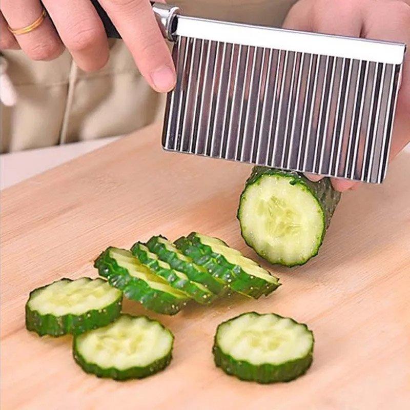 Faca Corte Ondulado Aço Inox Batata Legumes Frutas