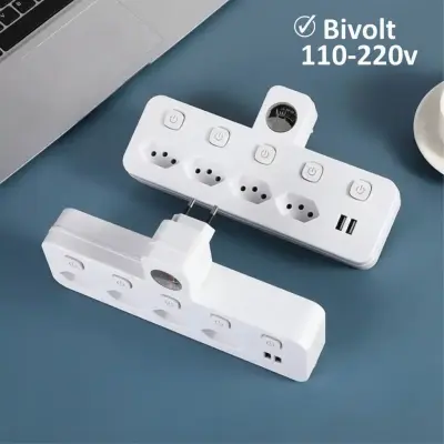 Filtro de Linha com Adaptador 4 Tomadas 2 USB