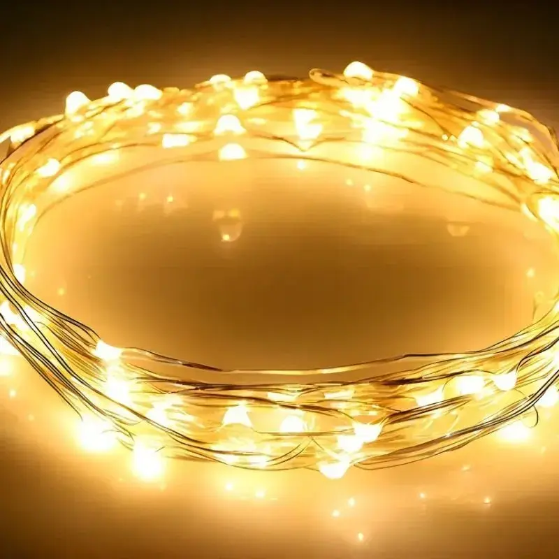 Fio Fada Cordão Decorativo Branco Quente 10 Metros USB e Pilhas