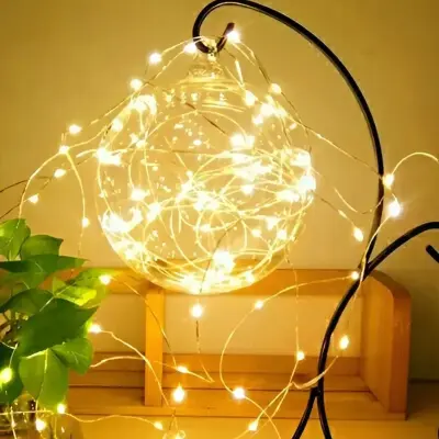 Fio Fada Cordão Decorativo Branco Quente 10 Metros USB e Pilhas
