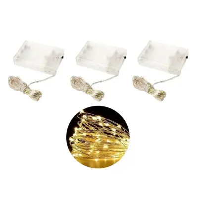 Fio Fada Cordão Decorativo Branco Quente 10 Metros USB e Pilhas
